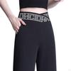 Straight Wide Leg Womens Pants Long Palazzo Trousers, Elastic All Match Lady Loose