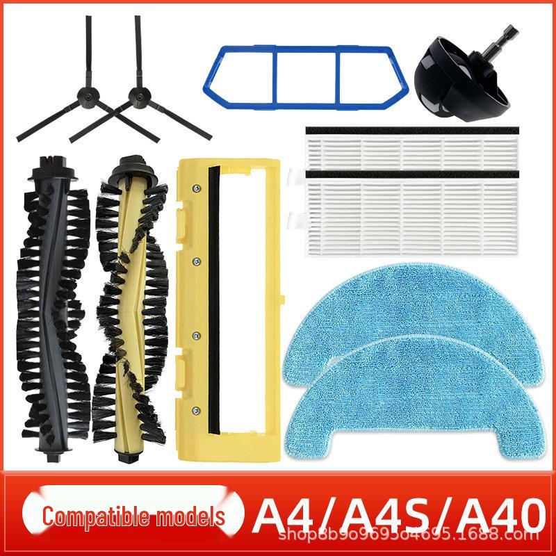 Compatible Main Brush, Side Brush, Filter, and Mop for iLife A4/A4S/A40/CEN550 Sweeping Robots