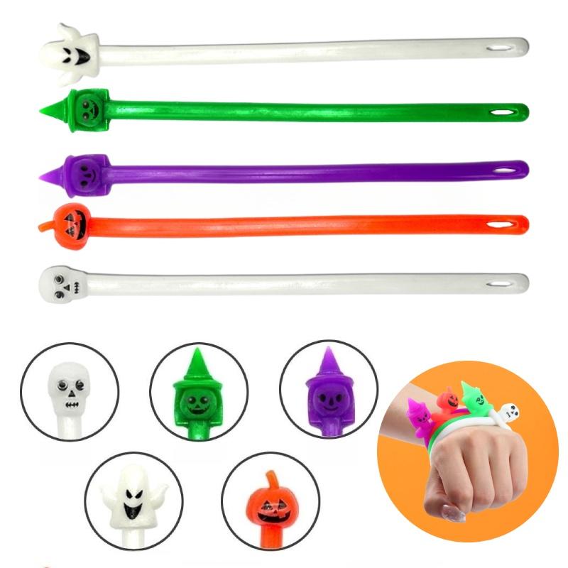 Cross-border Best-selling Halloween Wacky Tpr Soft Rubber Stress Relief Noodle Hand Bracelet Elastic Rope Toy Witch Purple 10.5g