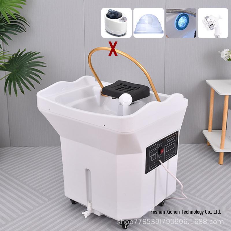 Portable Shampoo Basin with No Plumbing, Water Circulation, Constant Temperature, Top & Bottom Inlet for Salon Head Therapy