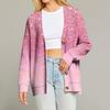 Women's Fashion Long Sleeve Christmas Print V-Neck Button Loose Cardigan Top