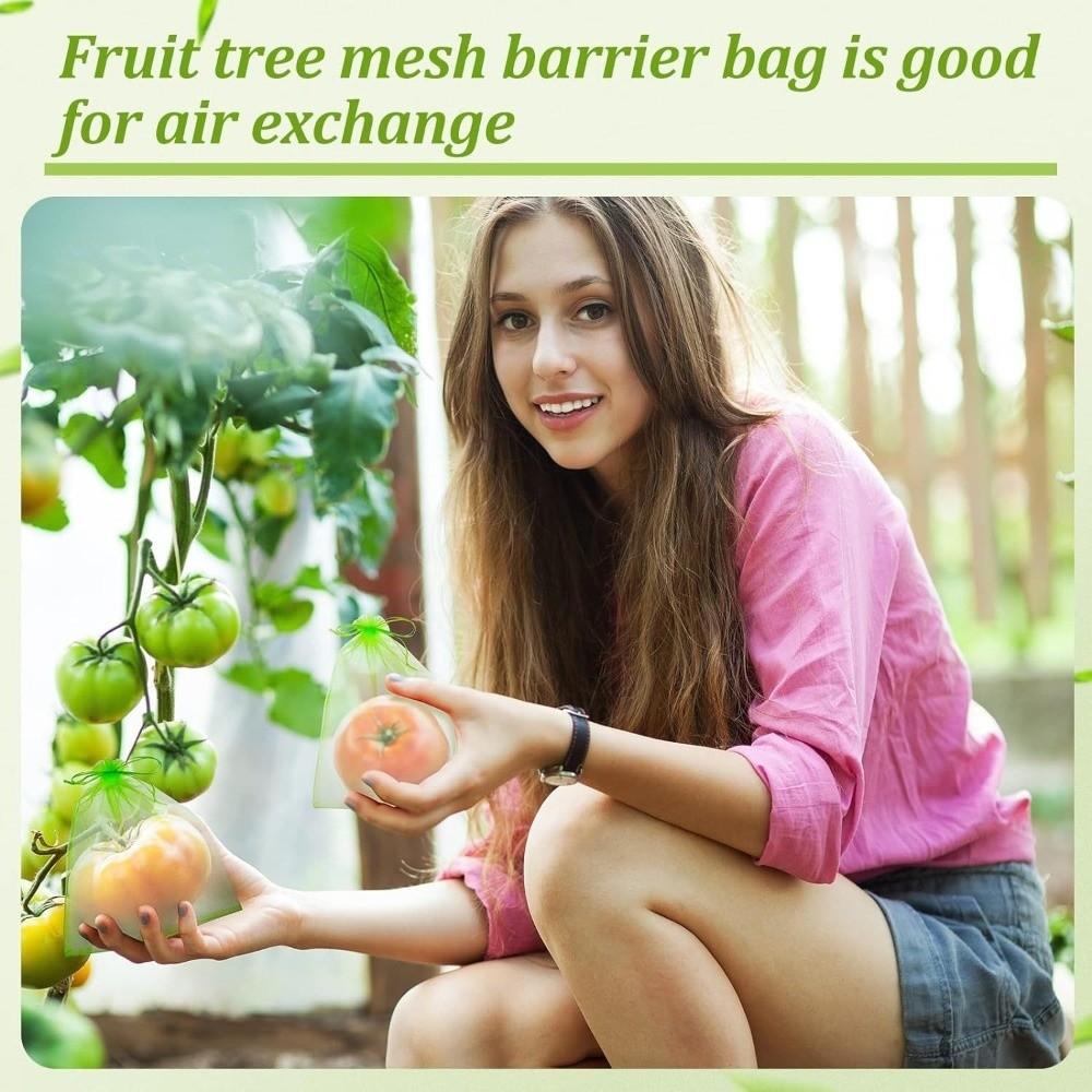 100Pcs with Drawstring Fruit Protection Bags Organza Anti-Bird Netting  Wedding Gift