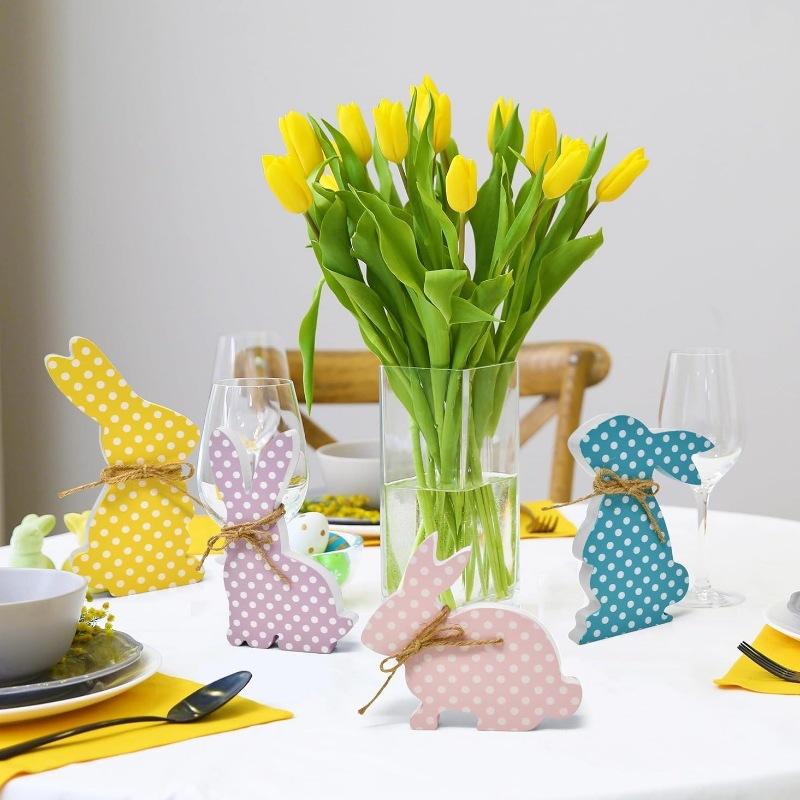 Neuer Osterhase Holzanhänger Kreativer Hase Tischdekoration Handwerk Heimdekoration Osterparty Geschenk