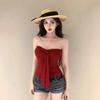 Spicy Girl Strapless Bow Tie Vest with Padded Bra and Open Back Design