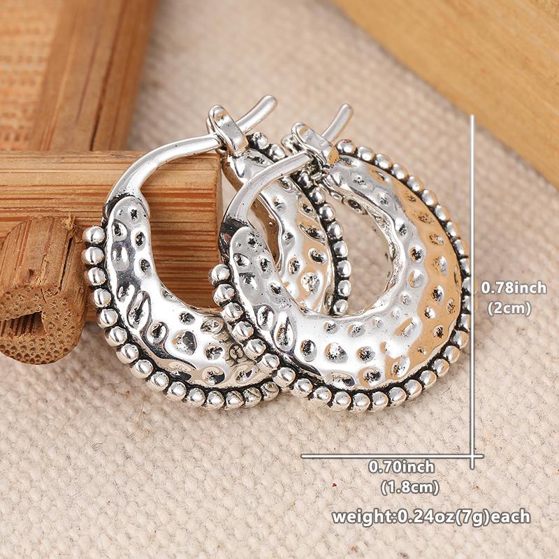 

Simple Fashion Copper Color Metal Geometry Carving Pattern Hoop Earrings for Women Zircon медный