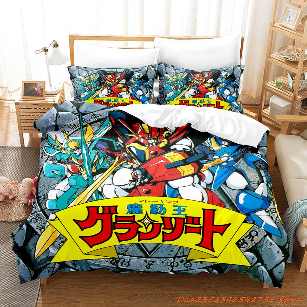 Cool Personelity Kpop Madou King Granzort Bedding Set Cartoon Anime Three-Piece Set Adult Kid Bedroom Three-Piece Suits 3D