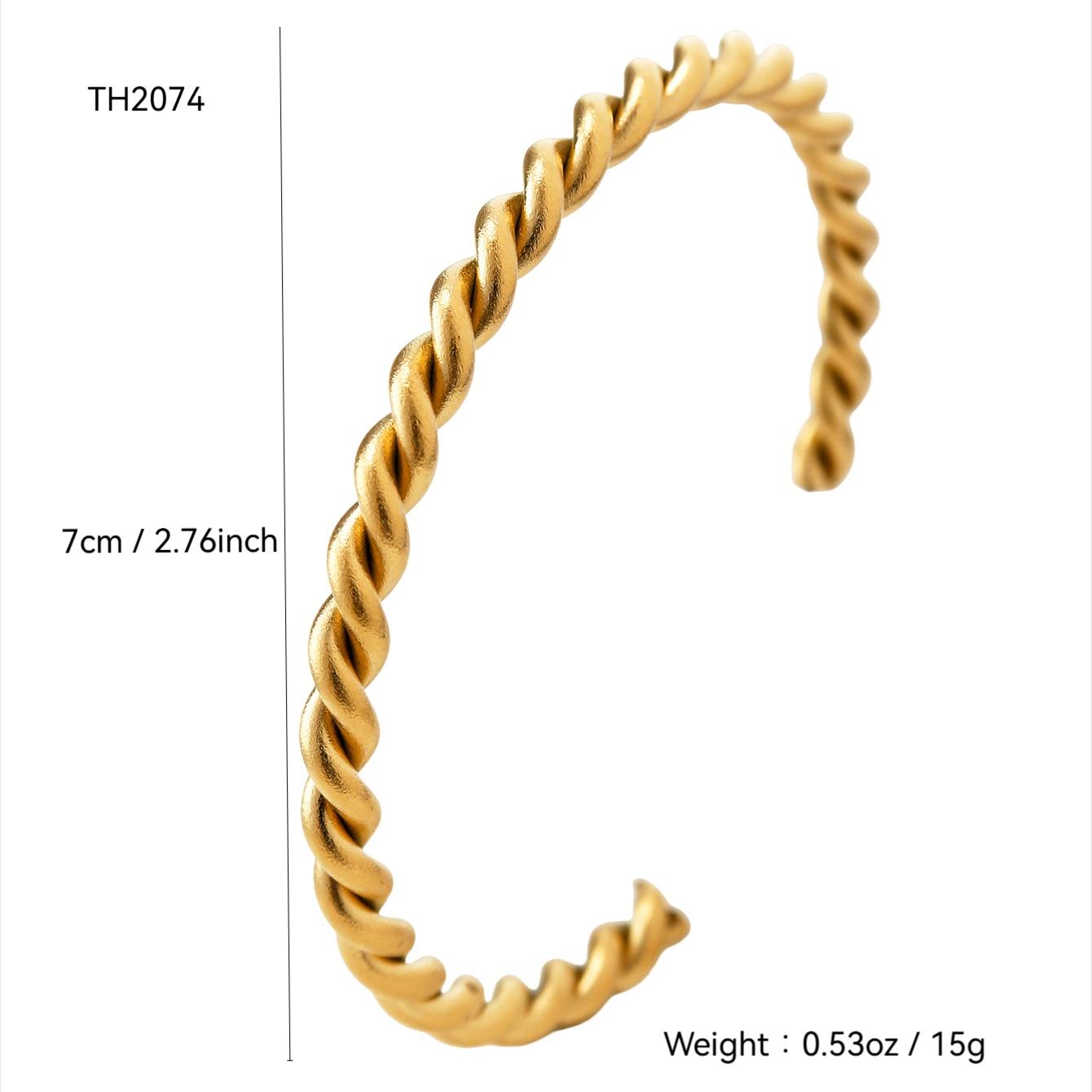 

Модный простой темпераментный сеньорский смысл холодного ветра нержавеющая сталь с покрытием 18К золота спиральный витой браслет женский циркон