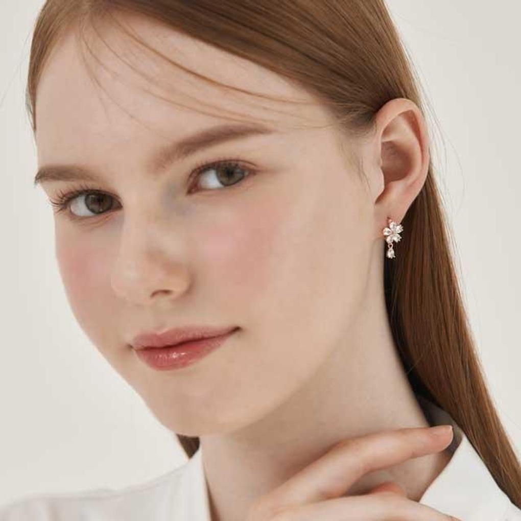 14K GF Flower Water Drop One-Touch Earrings C24EGF205