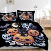 3pcs Halloween Theme Cat & Pumpkin Bedding Set - Includes 1 Quilt Cover and 2 Pillowcases, Comfortable Bedding with Stylish Design for Bedro