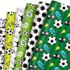 12 Blatt Fußball-Geschenkpapier mit Sport-Fußball-Aufdruck, Geschenkpapier, flach gefaltet, Kunstdruckpapier für Themen-Geburtstagsparty, Saisonspiele, Geschenkverpackung