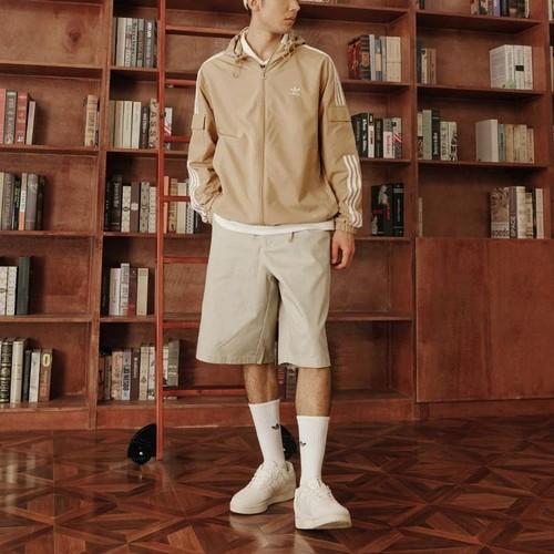 adidas Originals casual hooded jacket, unisex, light khaki