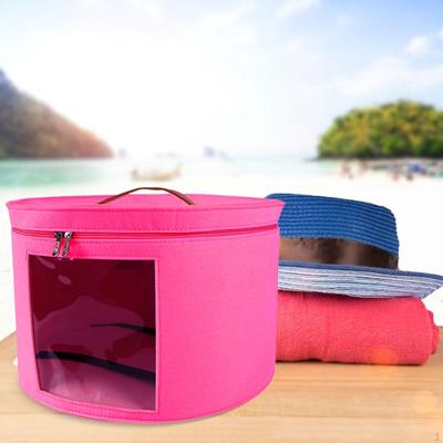 Hat Box Felt Round Portable for Women Men Storage Bin Decorative Closet Organizer Travel