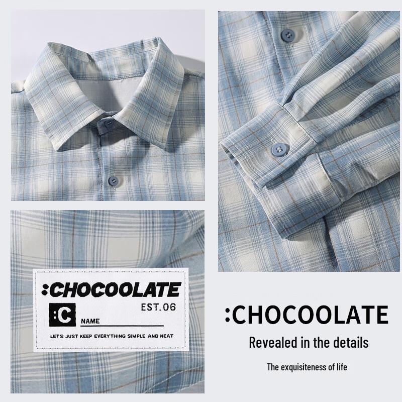 CHOCOOLATEit Men's Plaid Long-Sleeve Shirt