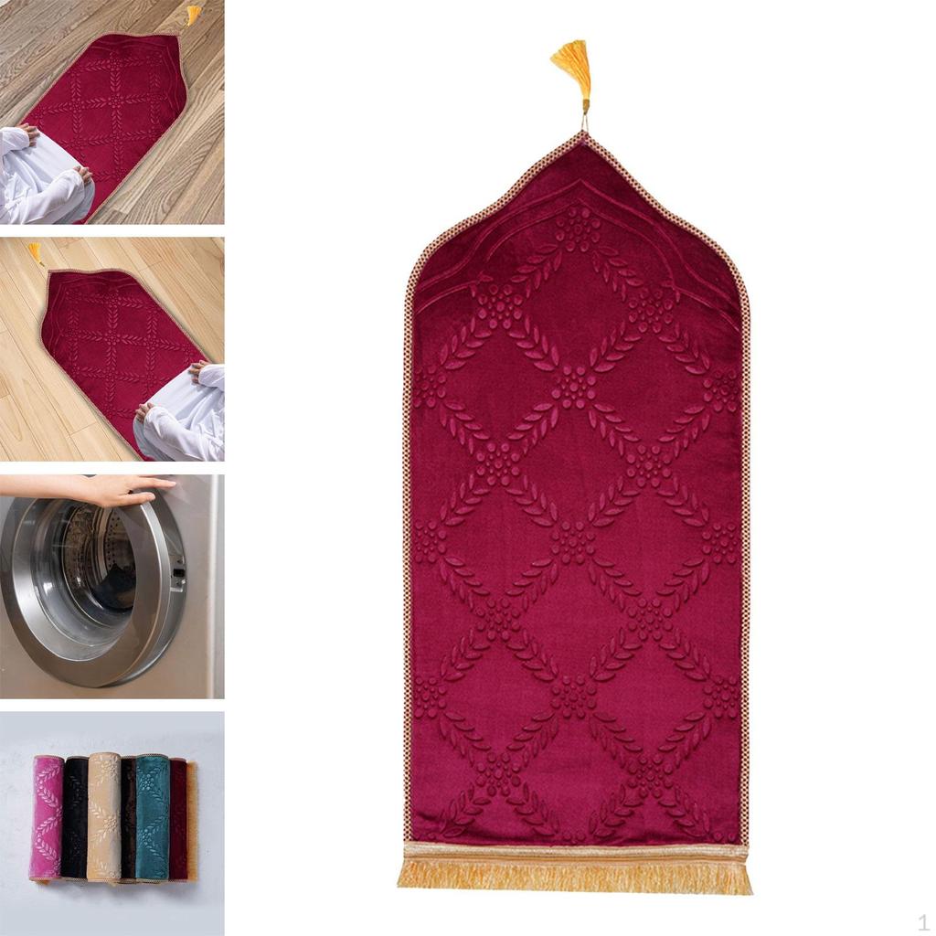 Prayer Rug for Travel with Tassels Traditional Islamic Mat Men Women