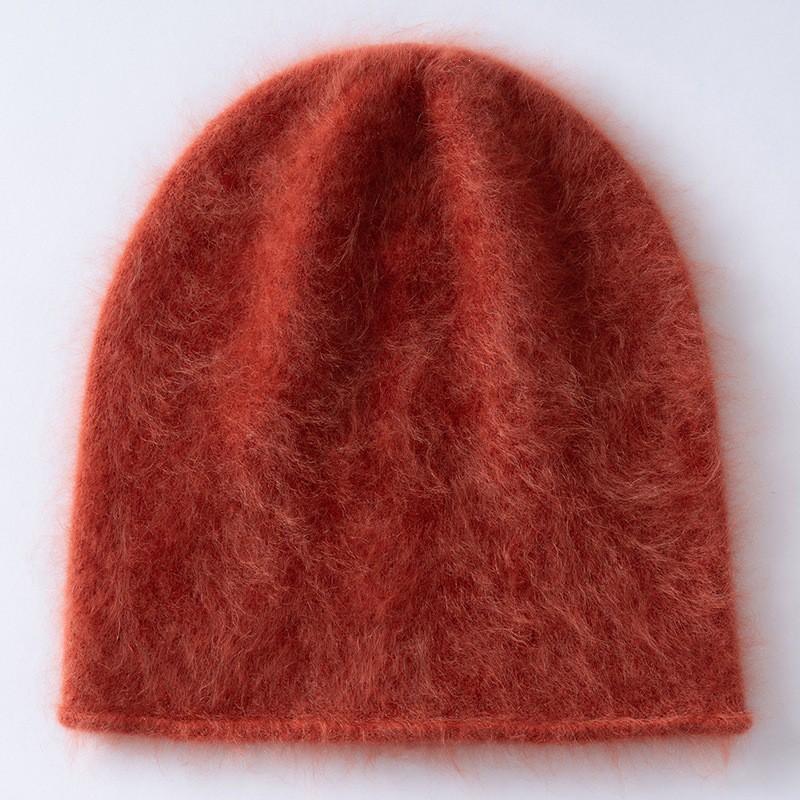 Womens 100% Cashmere Beanie Rolled Brim Warm Fashion Versatile Solid Color Ear Protection Hat