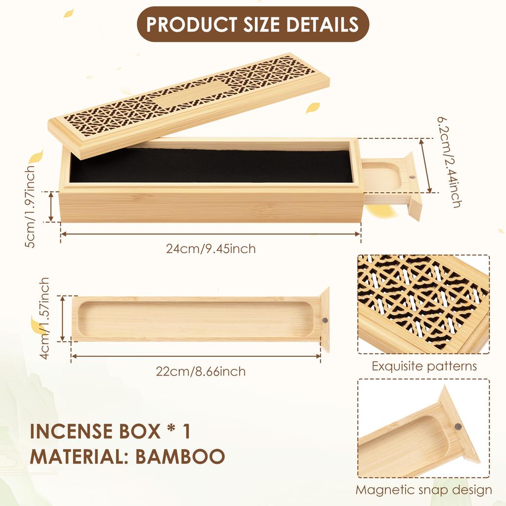 Double-layer Incense Holder Burner Retro Coffin Incense Storage Box for Sticks Ash Catcher for Meditation Yoga Spa Room Decor 7