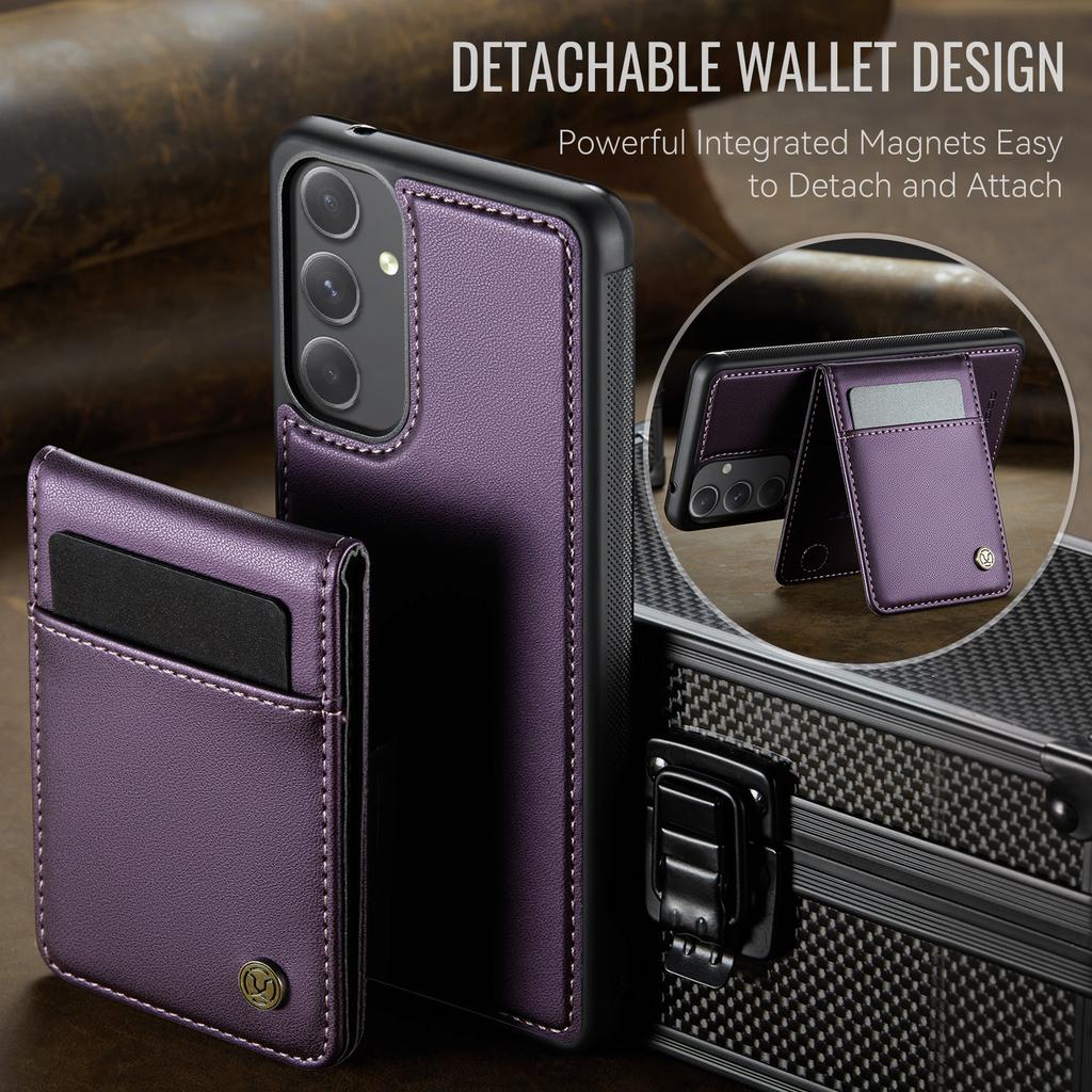 For Samsung Galaxy A54 5G Leather Back Cover Compatible with MagSafe JEEHOOD J06 Phone Case with Card Bag RFID Blocking