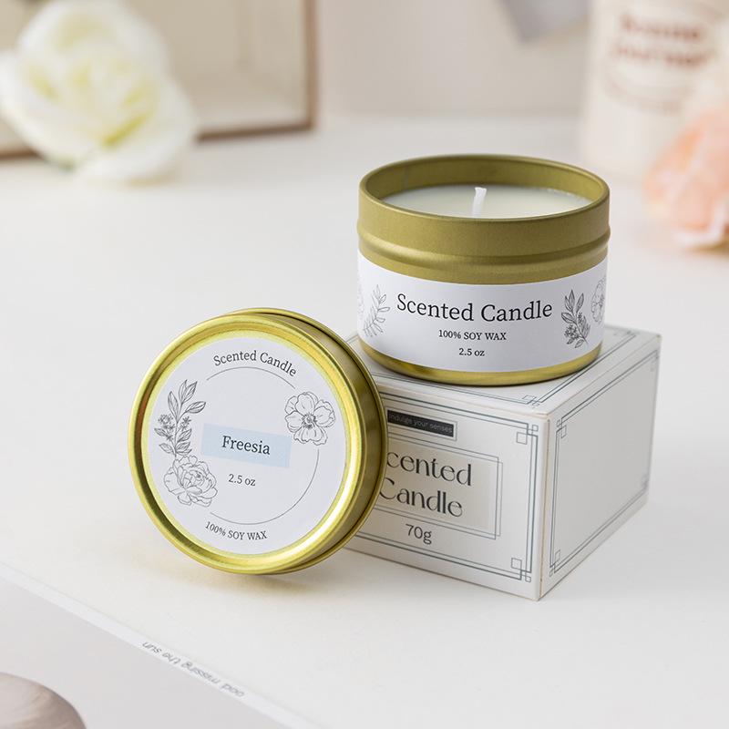 Soy Wax Scented Candle in Gold Tin - Smokeless Aromatherapy Gift Box