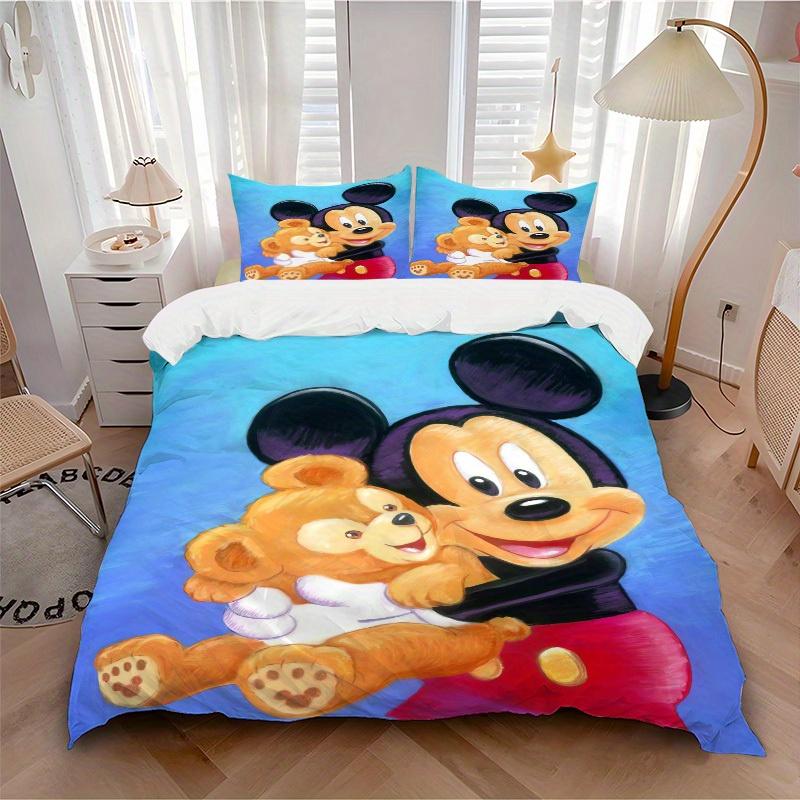 

3pcs set Mickey Mouse, teddy bear print bedding quilt cover, soft and comfortable quilt cover suitable for bedroom and guest room27 135x200cm