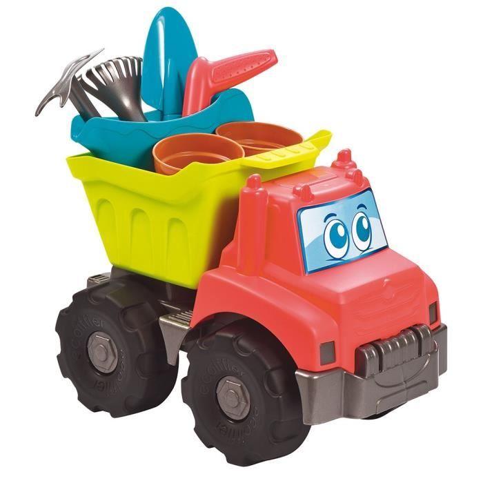 Camion TP Jardin - ECOIFFIER - 4490 - Avec Pelle, Pioche, Râteau, Pots De Fleurs, Plantoir Et Arrosoir