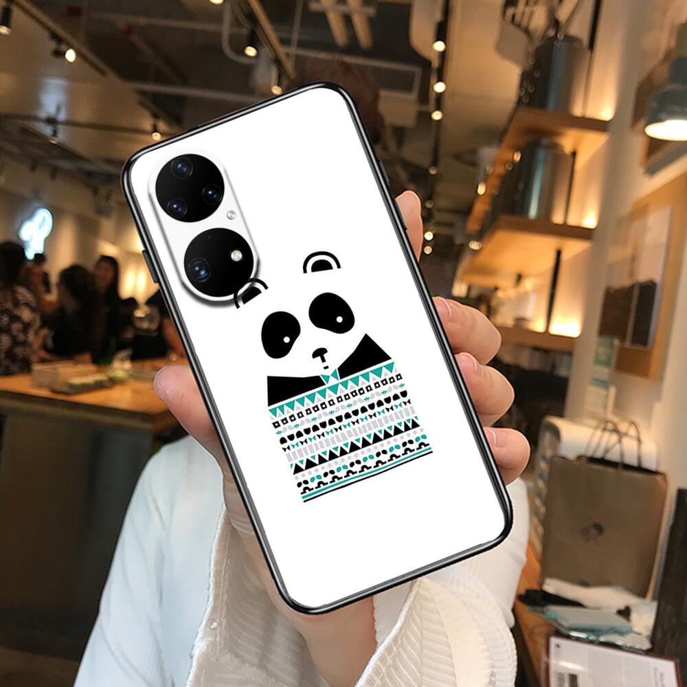 Super roztomilé pouzdro na telefon Panda pro Huawei p50 P40 p30 P20 10 9 8 Lite E Pro Plus Black Etui Coque Painting Hoesjes comic fas
