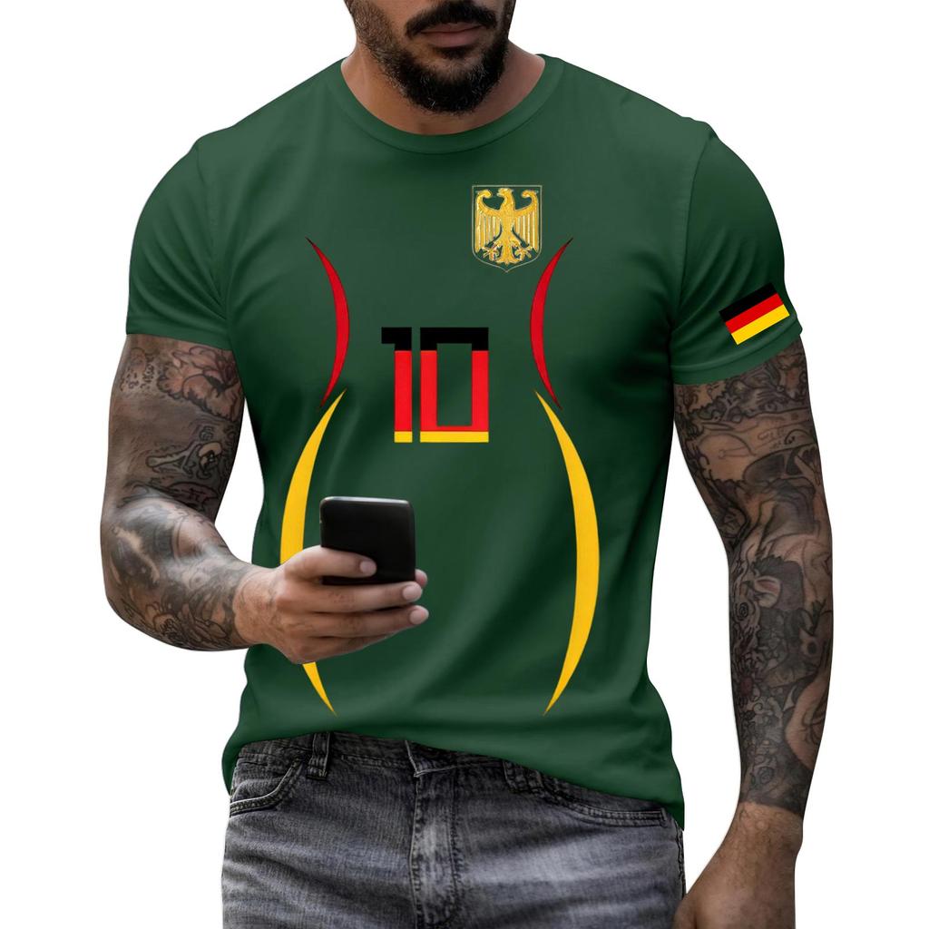Men's Short Sleeve Crew Neck T-Shirt with National Emblem Number Print Slim Fit Casual Tee for Outdoor and Daily Wear