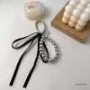 Korean-Style Bow Car Keychain with High-End Silver Bead Ribbon Pendant