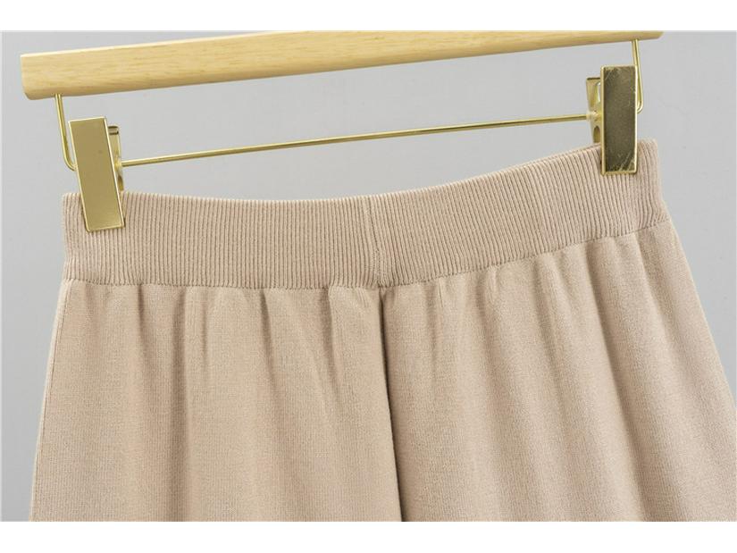 Women's Striped Knit Sweater & Wide-Leg Pants Casual Two-Piece Set for Autumn/Winter