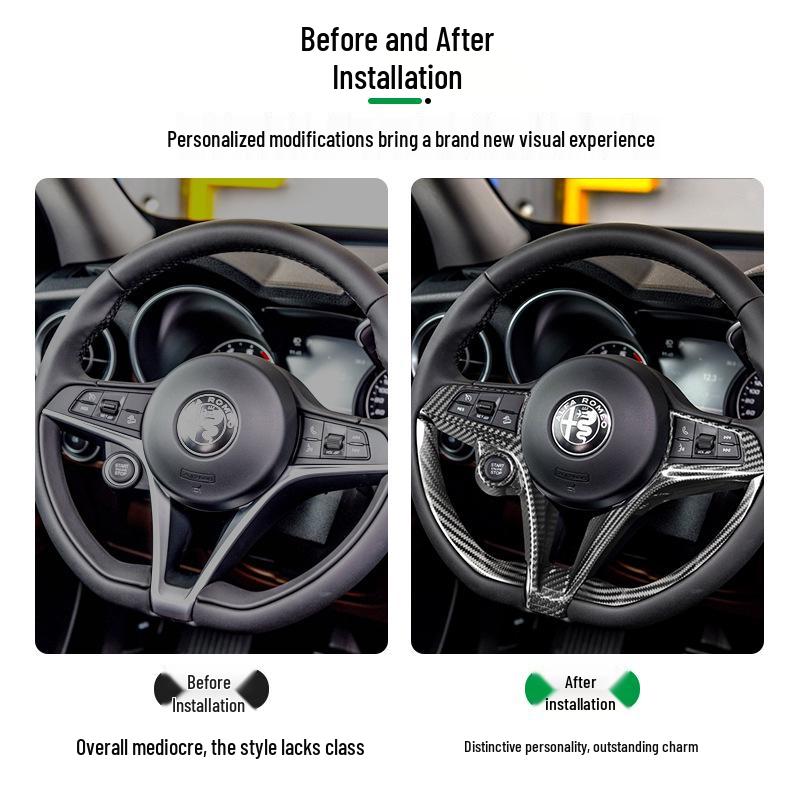 Διακοσμητικό Τιμονιού από Ανθρακονήματα για Alfa Romeo Giulia, Juliet, Stelvio