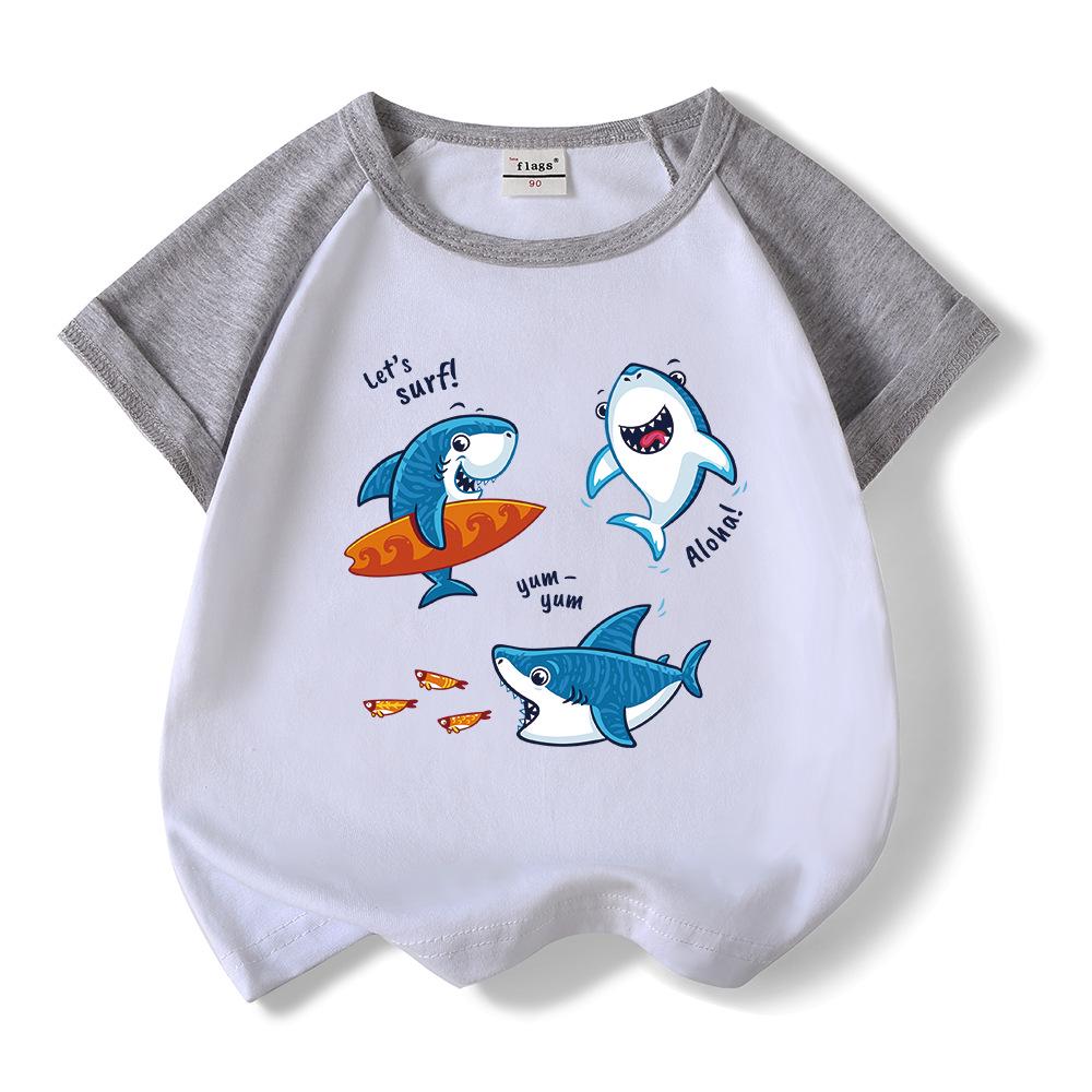 Baby Shark Boys & Girls Cotton Summer Set 2025: Cartoon Short Sleeve T-shirt & Shorts Two-Piece