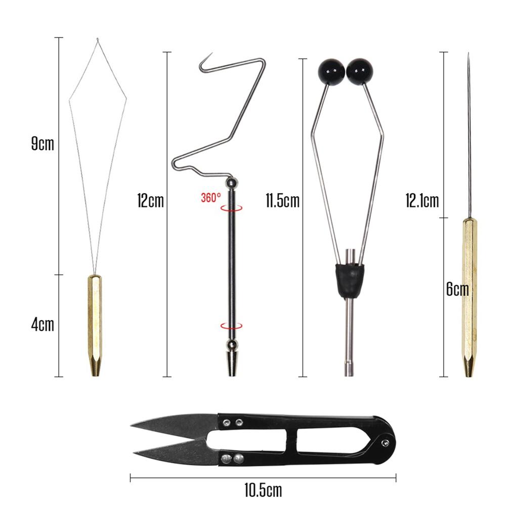 6pcs Fly Tying Tools Combo Kit Fly Tying Vise Bobbin Holder Threader Needle Whip Finisher Scissors