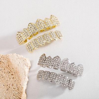 TEMU Gold-Plated Diamond-Studded Grillz Hip-Hop Tooth Jewelry