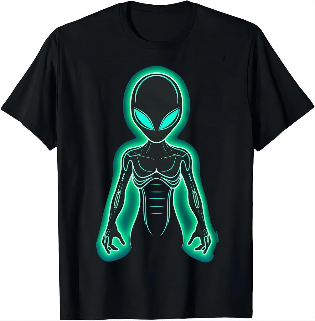 Mystic Alien Tee With Green Glow Scifi Lovers Musthave Tshirt Graphic T Shirts Unisex Clothing Tops Vintage Cotton Camisetas