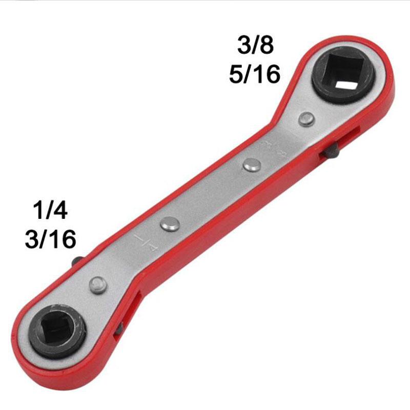Refrigeration Ratchet Wrench Conditioning Service Wrench 4 Different Sizes 1/4 X 3/16 Square X 3/8 X 5/16 Square