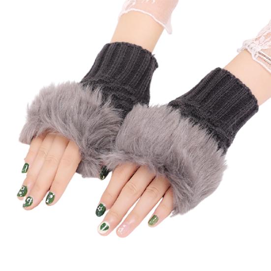 

1 Pair Outdoor Winter Hand Warmer Breathable Girl Half Finger Gloves Mittens темно-серого