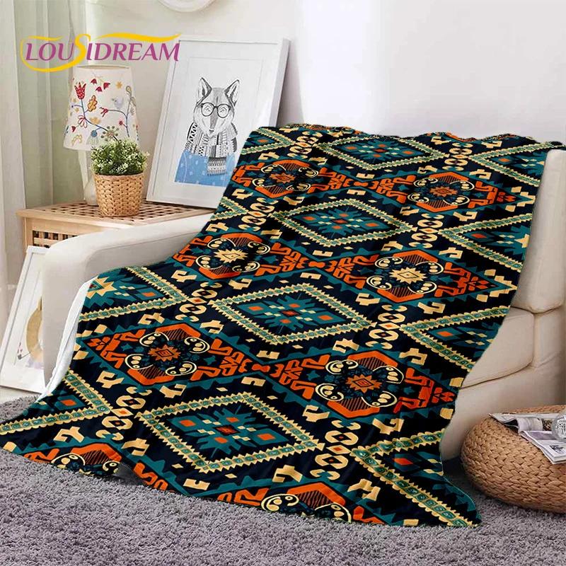 Turkey Persian Bohemian Mandala Flower Soft Flannel Blanket for Bed Bedroom Sofa Picnic,Throw Blanket for Outdoors Leisure Gift