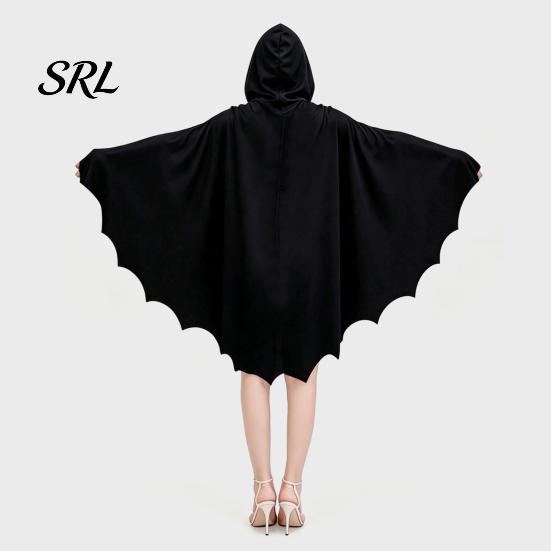 Schwarze Fledermausflügel für Party Halloween Flügelumhang, Kostüm für Erwachsene Kinder mit Kapuze Festliches Trick or Treat Outfit Cosplay Umhang Langlebig Wiederverwendbar