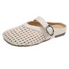 Hollowed-out Woven Toe Half-slipper Women's Summer Soft-soled Breathable Shoes Flat Lazy Person's Flip-flops