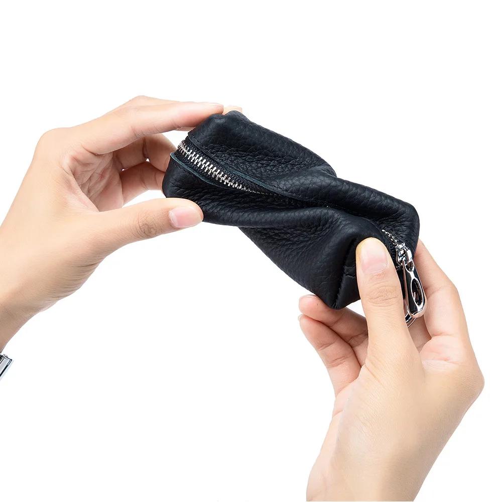 Genuine Leather Key Bag for Women Men Large Capacity Key Wallets Keychain Coin Purse Zipper Coin Pouch Cute Purse Lipstick Bag