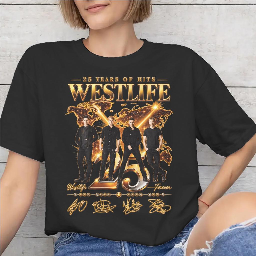 Westlife 25th Anniversary Tour 2026 Tee Shirt for Women Graphic Print T Shirts 100% Cotton Clothing