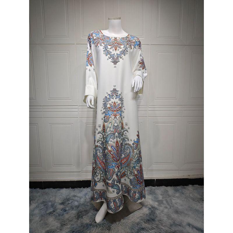 

Индонезия Турция Саудовская Аравия Позиционирование Принтованные Стразы Трансграничная Женская Одежда Платье Джеллаба Платье Beige White S