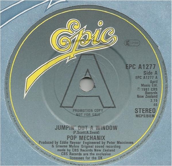 

7inch Record POP MECHANIX - Jumping Out A Window EPCA1277 Epic 1981 UK Rock Used