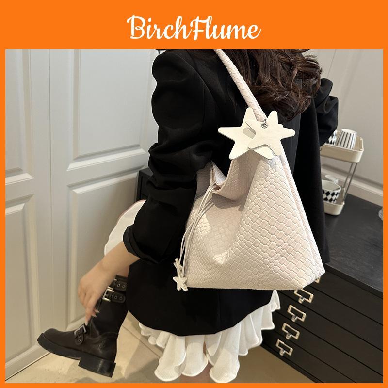 Street Style Woven Tote Bag For Women With Large Capacity And Magnetic Closure