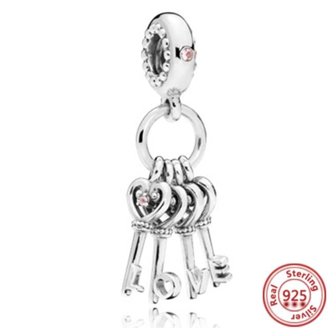 925 Silver Love Collection Beaded Pendant Charm Accessory Bracelet Women 'S Diy Jewelry