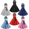 Dot Print Off Shoulder Backless Bowknot Decor A-Line Gown Dress Halter Bandeau Skater Hem Party Dress Female Clothing