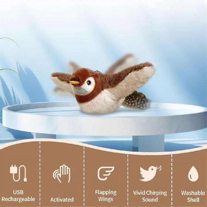 Interaktives Zwitschernder Vogel Katzenspielzeug Flügelschlagen, Simuliertes Elektrisches Fliegendes Vogel Katzenspielzeug, Flappy Jagd Katzenspielzeug Vogel