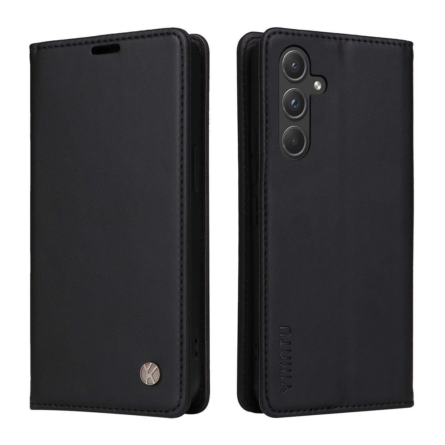 

YIKATU YK-001 For Samsung Galaxy A55 5G Magnetic Case Book Style Leather Stand Phone Cover Black