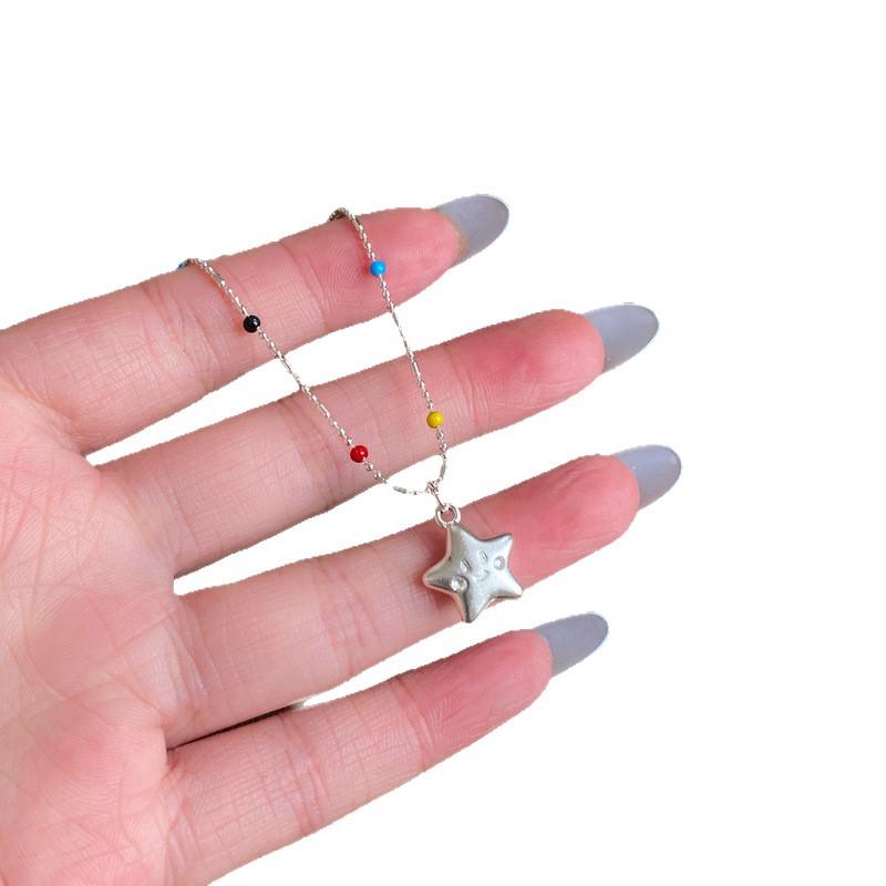 Star of the Sea: Exquisite Colorful Beaded Star Necklace for Women - Niche Seaside Vacation Clavicle Chain Accessory