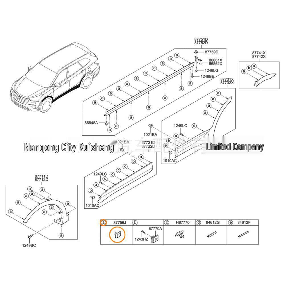 Kia Car Clips for Fender, Door Panel, Skirt, Roof Rack & Bumper (87756-1F000)