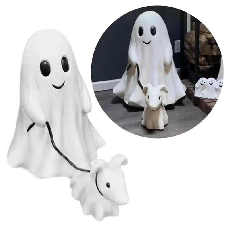 ABWR-Ghost Dog Walking Statue Halloween Ghost Dog Walking Statue Cute Garland Small Ghost Dog Walking Decoration Ornaments